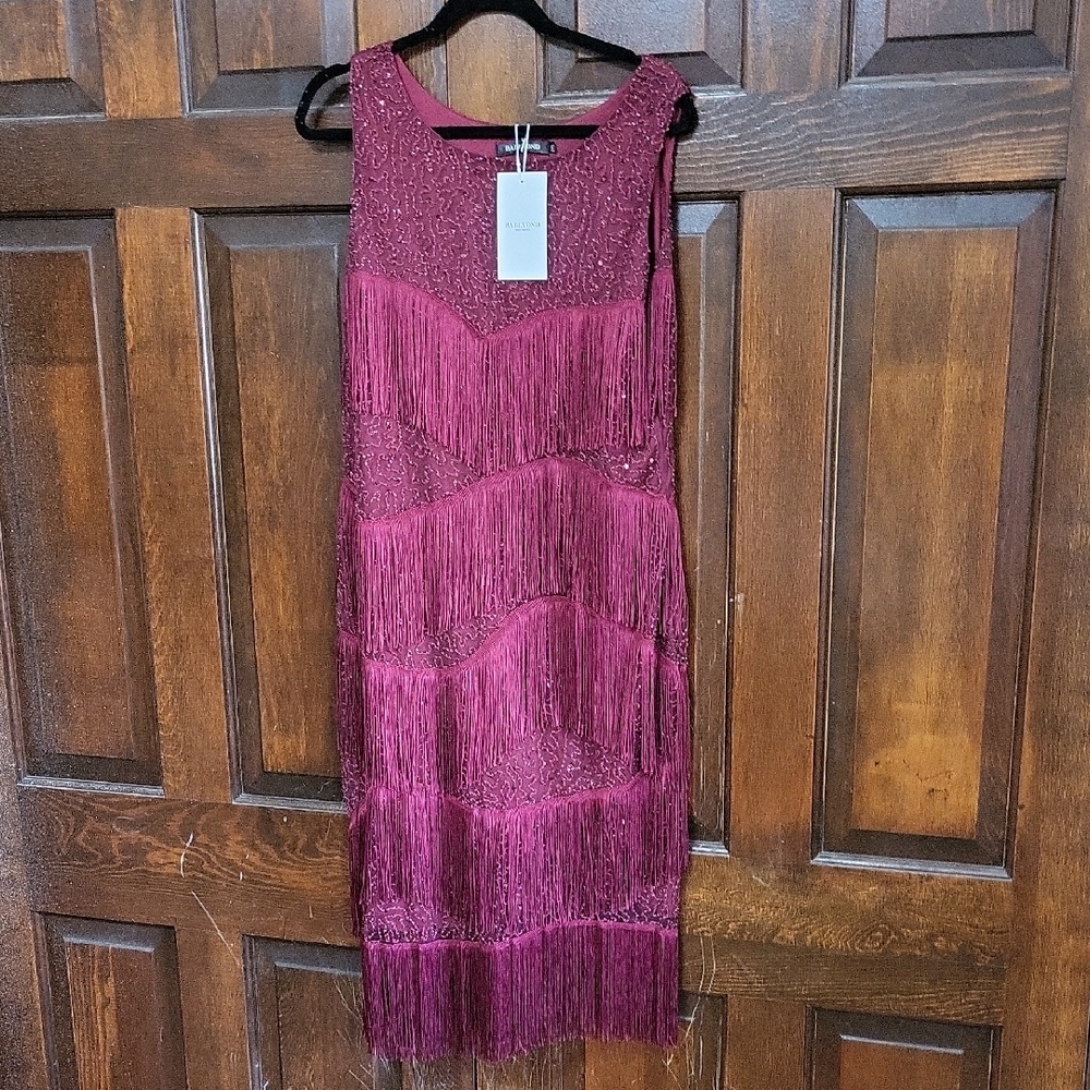 BABEYOND Fringe Burgundy Dress